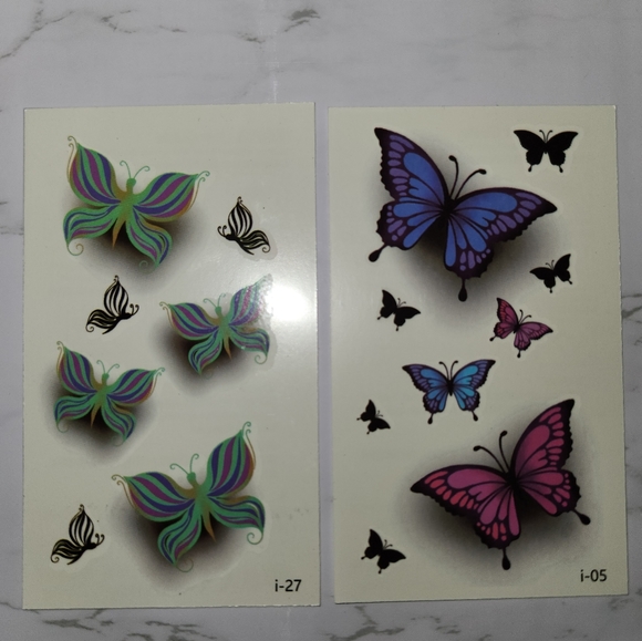 Temporary Tattoos Waterproof Butterfly Floral Art Designs 10 Sheets - Picture 4 of 9